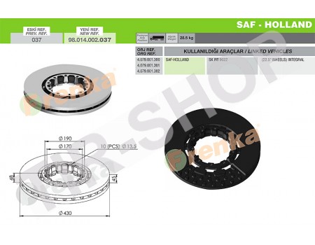Гальмівний диск SAF 98.014.002.037 (4079001300)